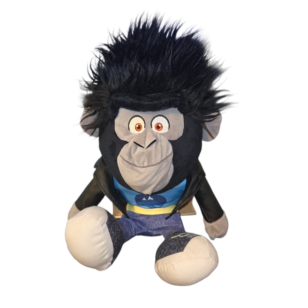 TOMY Sing 2 Johnny Gorilla Plush 18" Black Rocker Jacket Stuffed Animal Retired